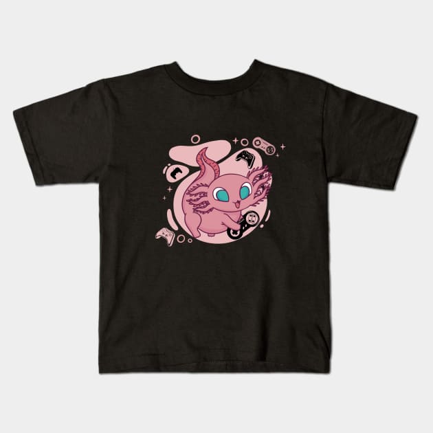 axolotl smile Kids T-Shirt by ArtRoute02